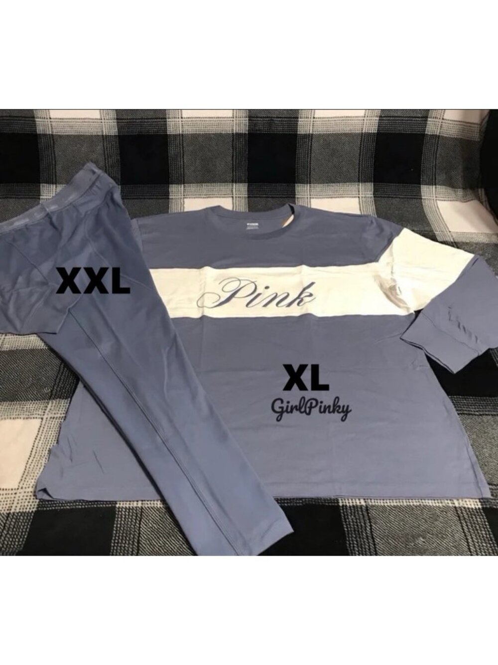 victoria secrets PINK leggings OUTFIT & CAMPUS LOGO TEE IN DUSTY IRIS IN XXL/XL